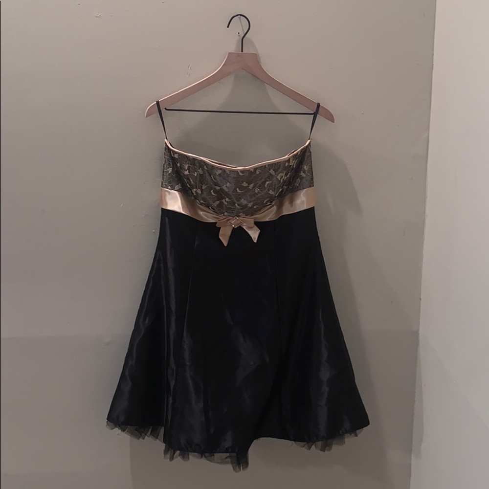 JESSICA MCCLINTOCK Gunne Sax Black Tan Dress Sz 11